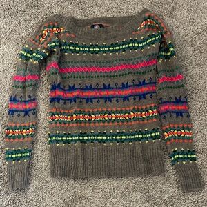 American Eagle Outfitters Multicolor Patterned Crew Neck Sweater
